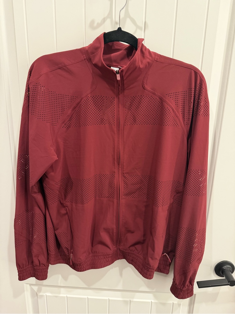 Lululemon Adapted State Track Jacket Perf Stripe Red Merlot Size 8 NWT